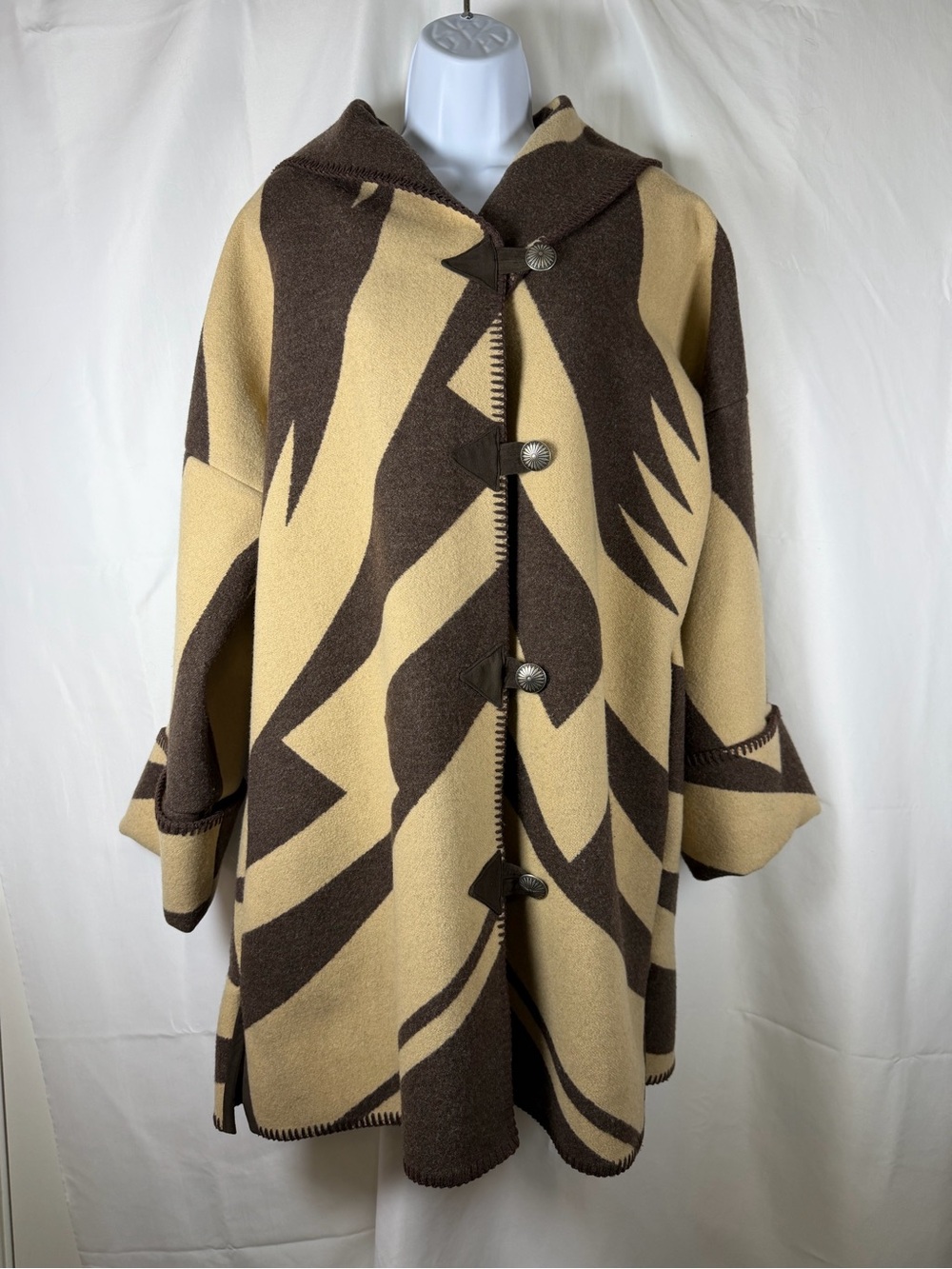 Aventura Taos New Mexico Southwestern Blanket Coat Oversized Wool XS Fits S/M